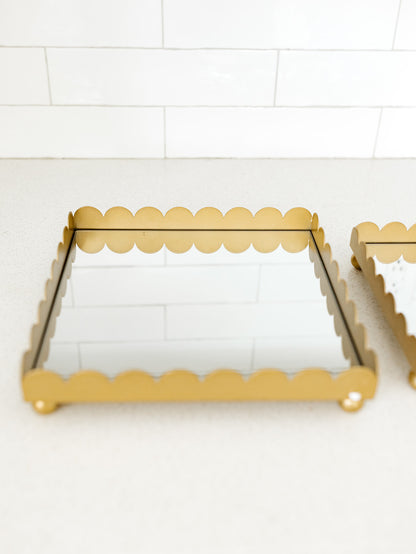 Scalloped Mirror Tray - 2 Sizes