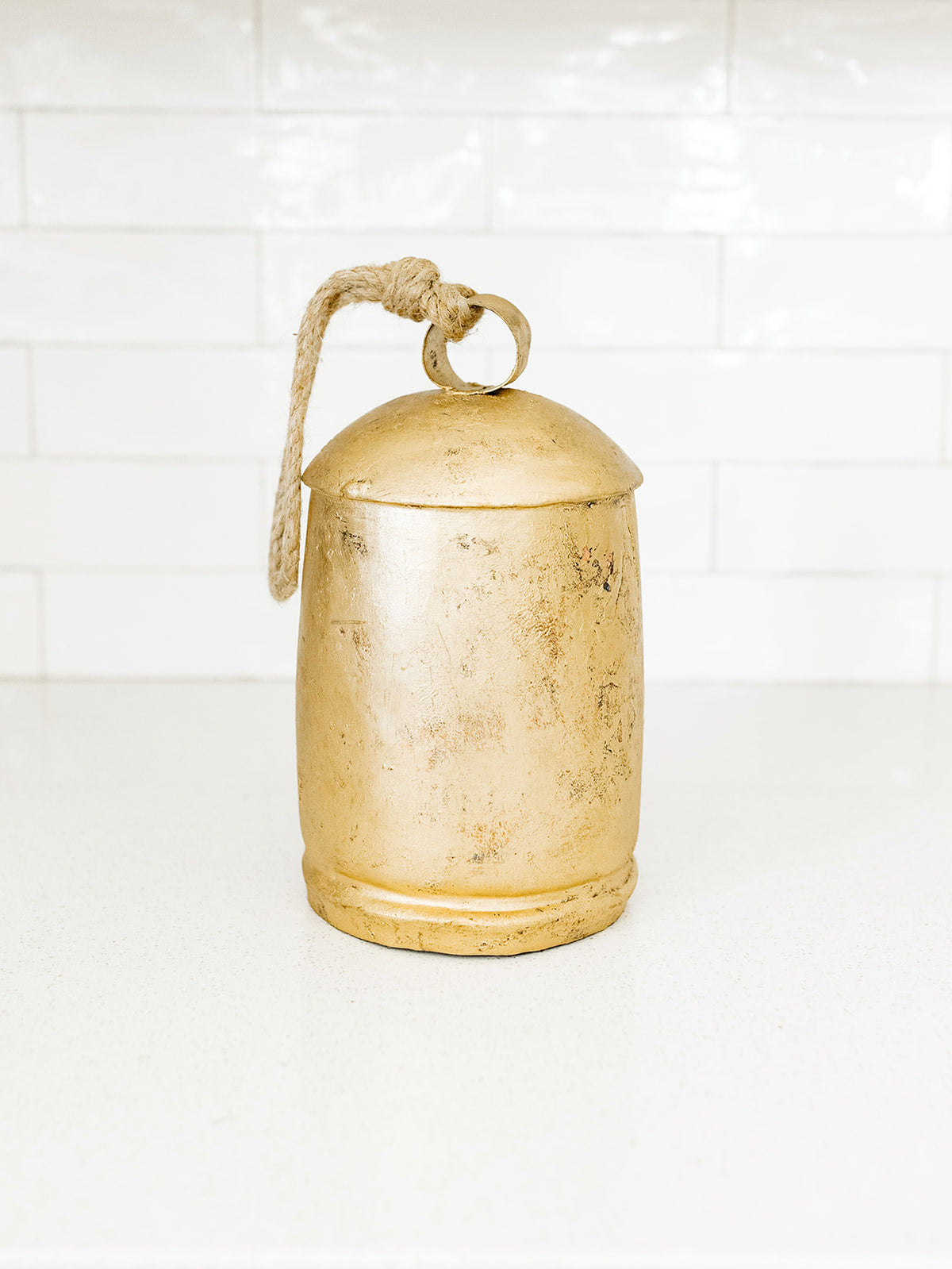 Large Antique Gold Christmas Bell