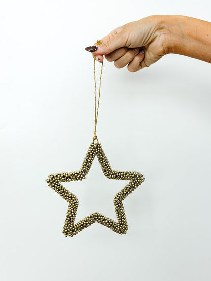 Golden Pearl Star Ornament - 6" - 2 Sizes