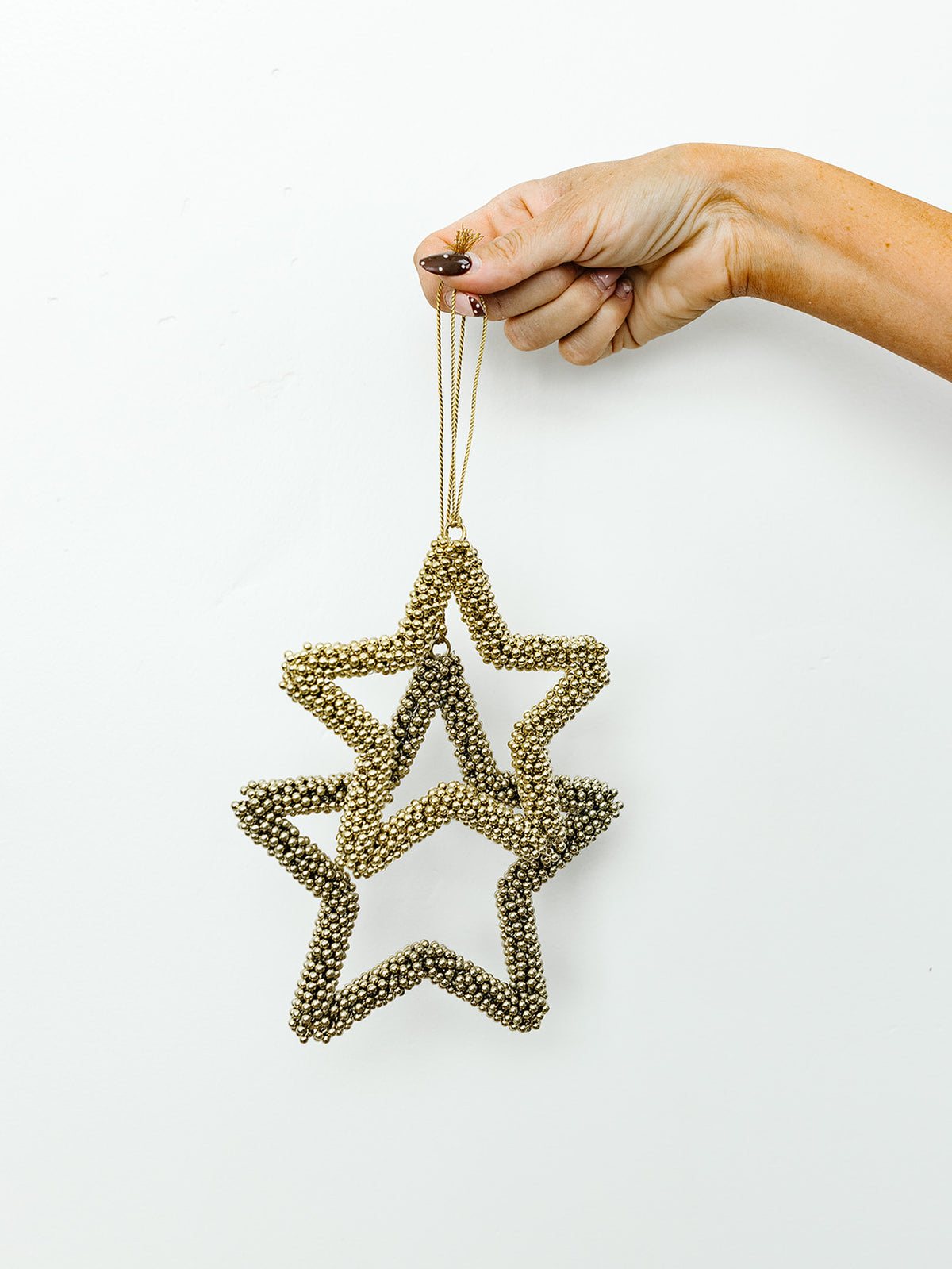 Golden Pearl Star Ornament - 6" - 2 Sizes
