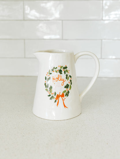 Holly Jolly Pitcher - 6"x6.5"