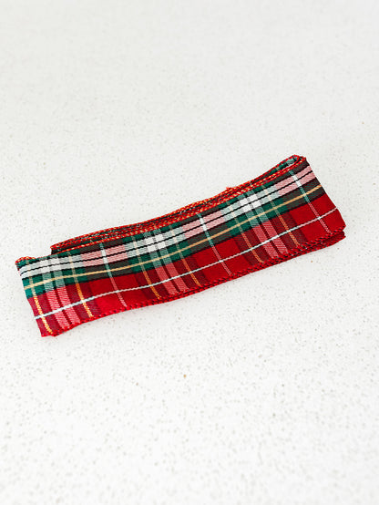 Dark Hunter Green and Red Plaid - 2.5"x50yds.