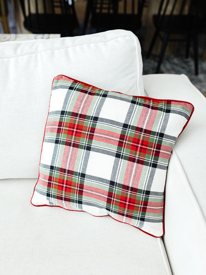 Cream Plaid Pillow - 16"x 16"