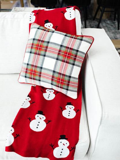 Cream Plaid Pillow - 16"x 16"