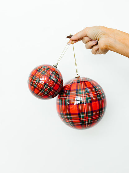 Red Plaid Ornament - 2 Sizes