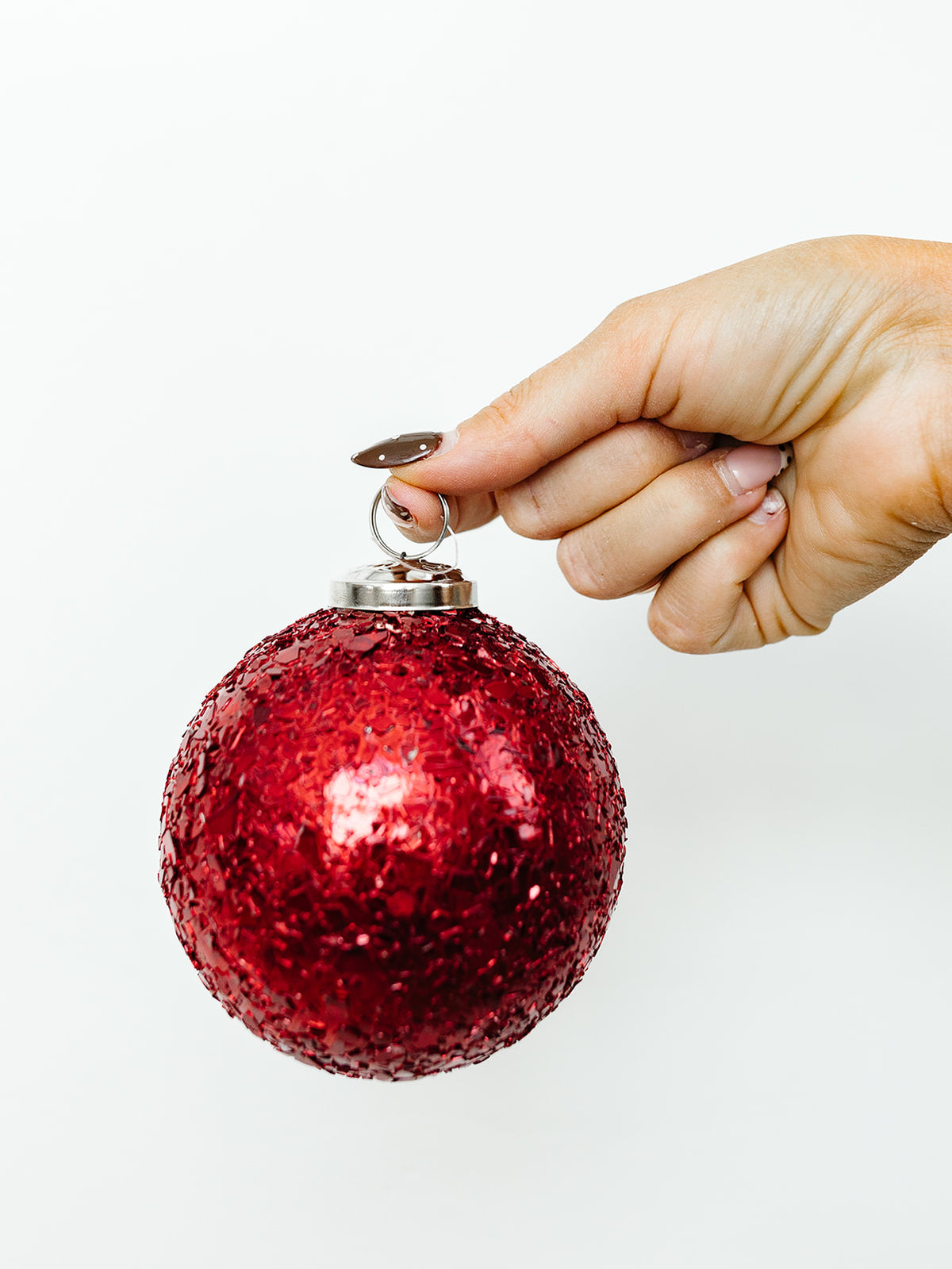 Red Chunky Glittered Ornament - 2 Sizes