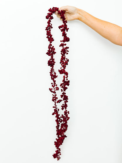 Burgundy Flocked Garland - 72"