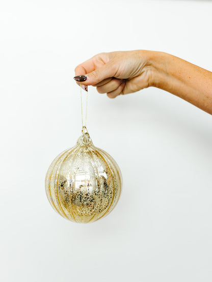 Gold Ribbed Mercury Ornament - 2 Sizes (local pick up only on this item)