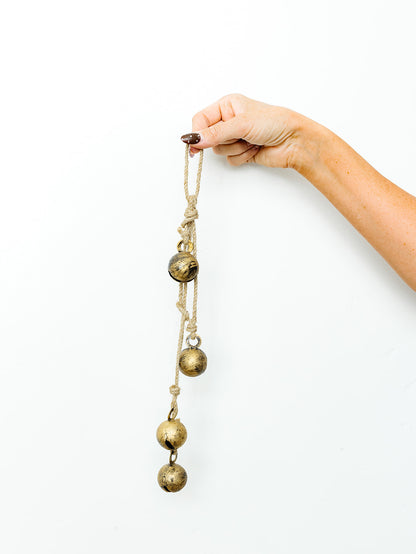 Antique Brass Hanging Jingle Bells - 11.5"