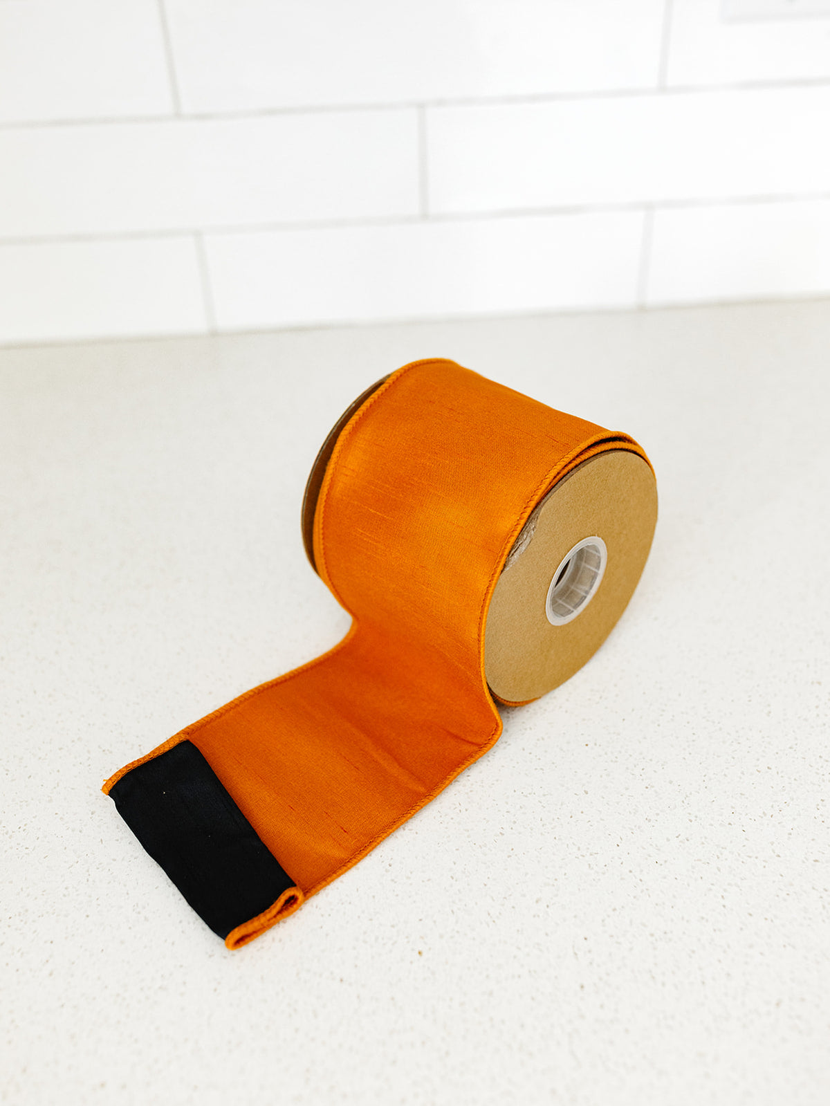 Orange with Black Back Dupioni Ribbon - 4"x10yds.