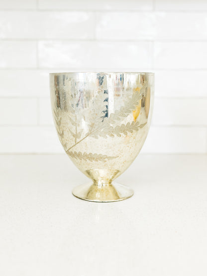 Silver Etched Mercury Glass Footed Vase - 2 Sizes (local pick up only on this item) ￼