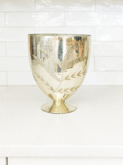 Silver Etched Mercury Glass Footed Vase - 2 Sizes (local pick up only on this item) ￼