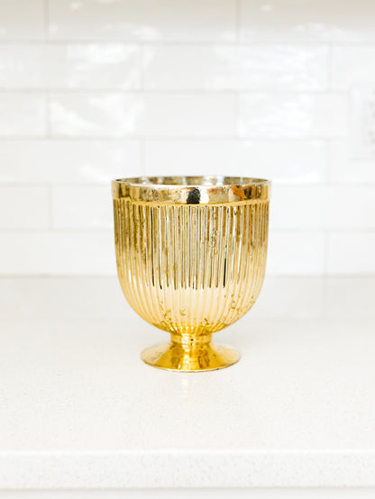 Gold Mercury Glass Footed Vase - 7.5"