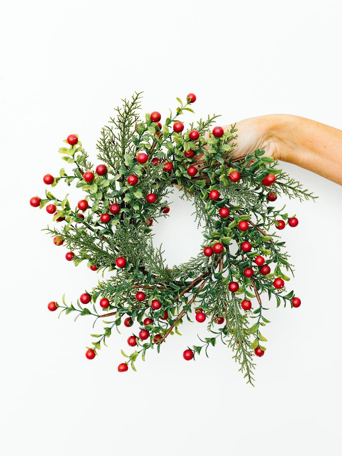 Red Winter Berry and Pine Wreath - 14"