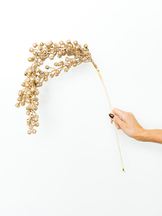 Platinum Glitter Hanging Berry - 31"