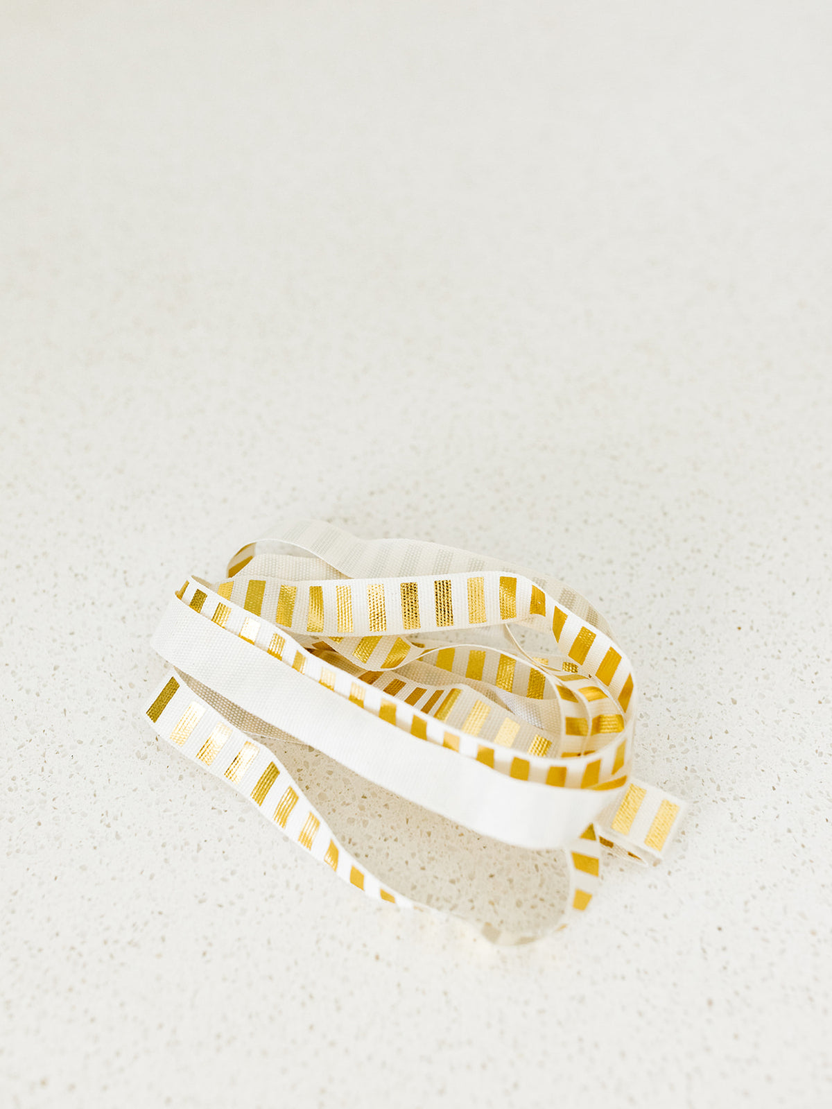 Ivory Muslin with Gold Metallic Stripes Ribbon - 5/8"x10yds.