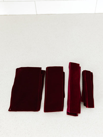 Burgundy Velvet Ribbon - 3 Widths