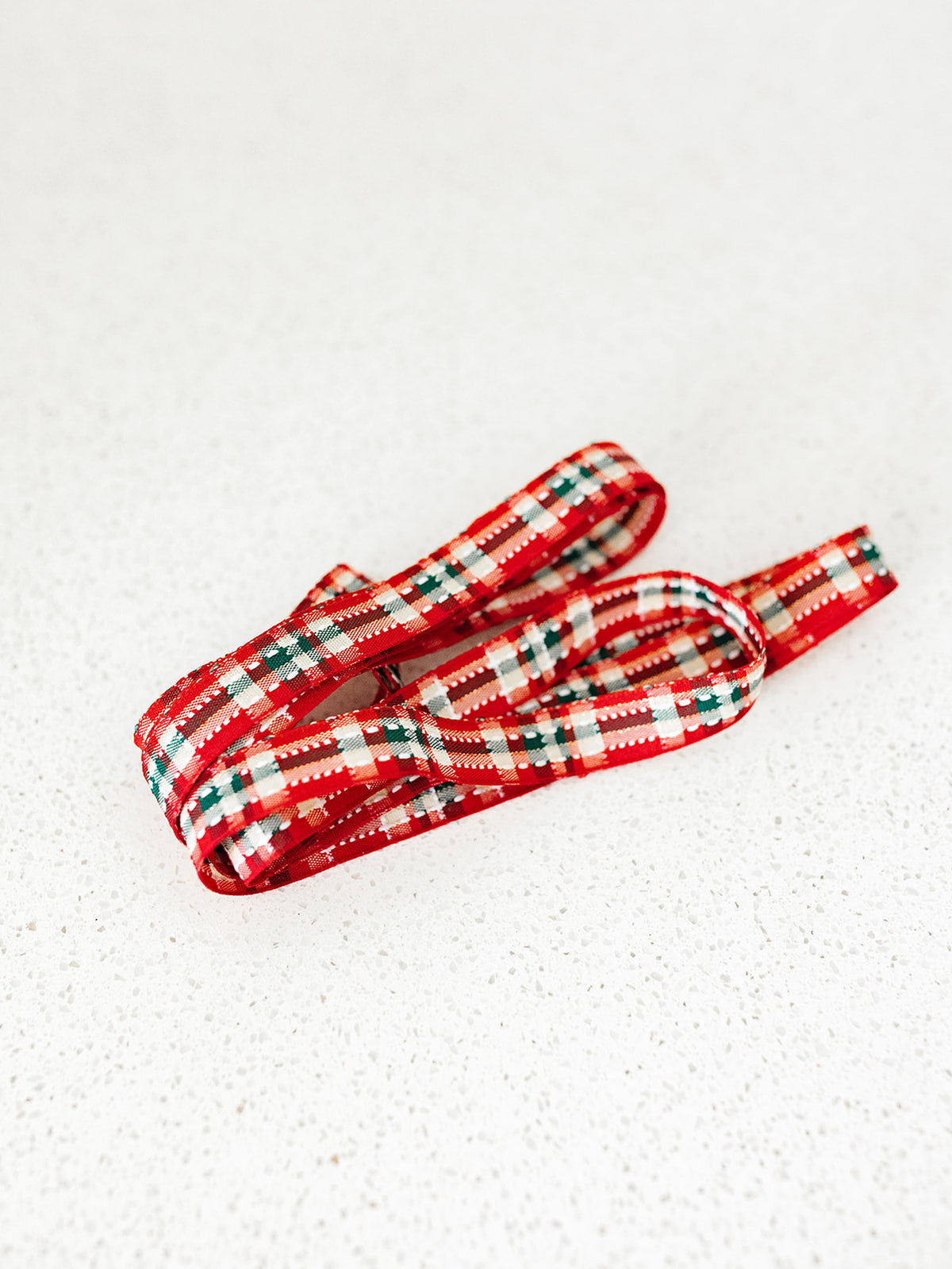 Red Ivory and Hunter Green Plaid Ribbon - 3/8"x10yds.