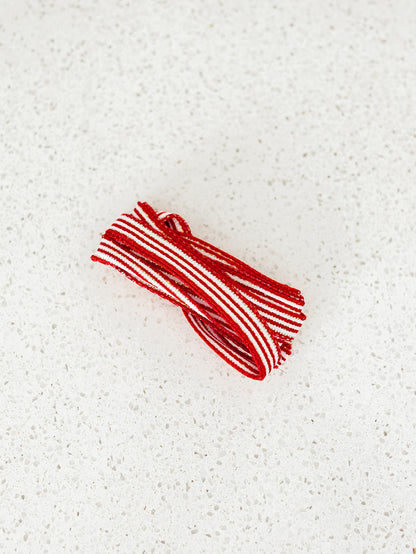 Wired Red and White Striped Ribbon - 3/8"x10yds.