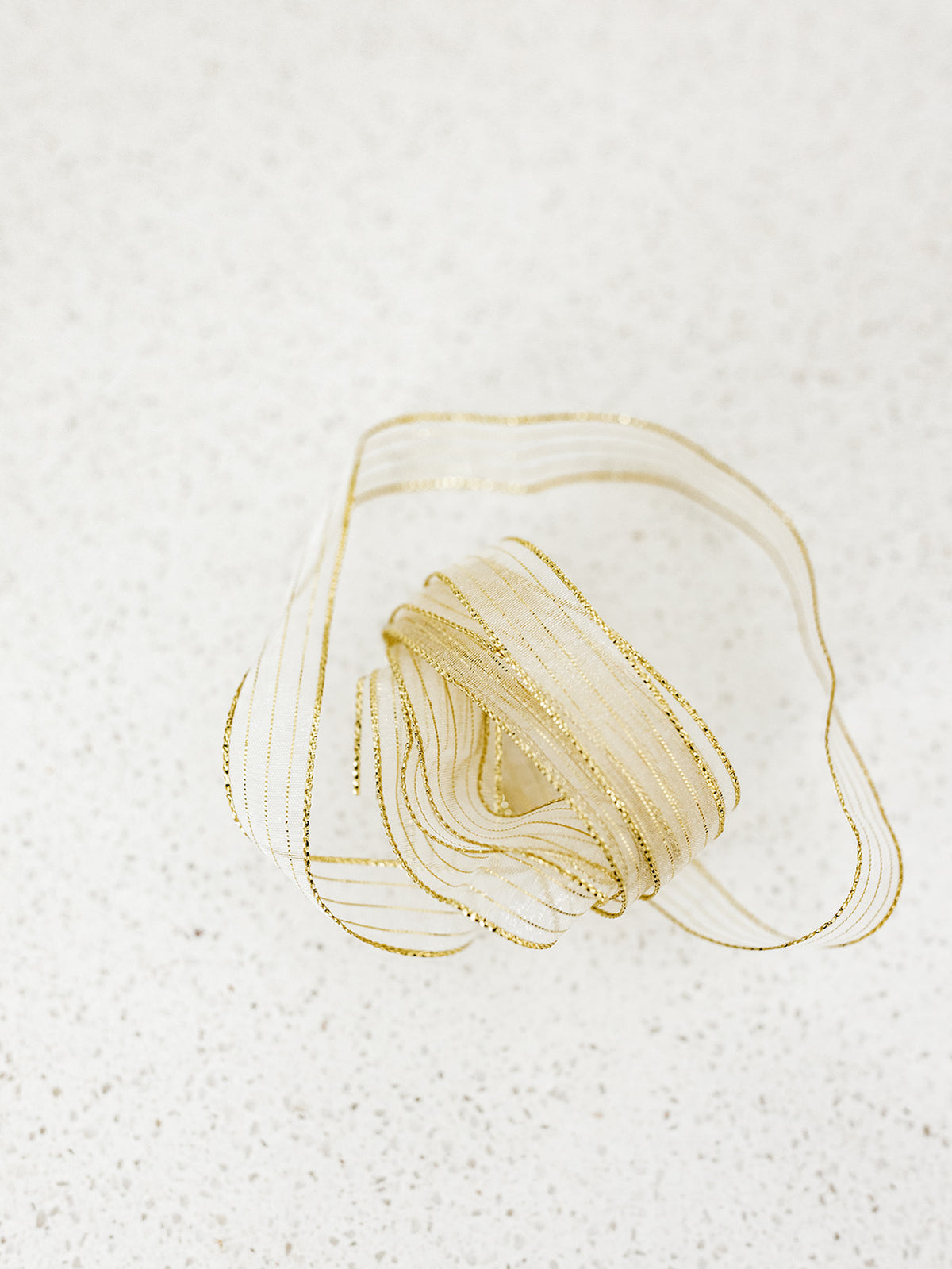 White Sheer with Gold Metallic Stripe - 5/8"x50yds.