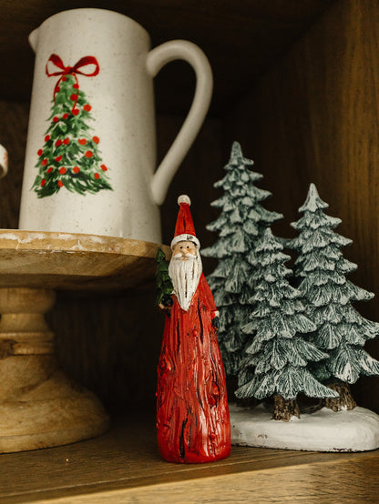 Wood Carved Red Santa - 3 Styles