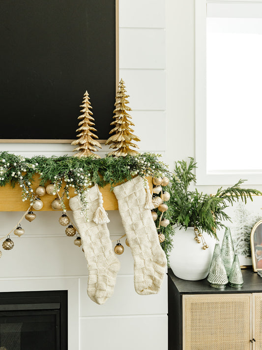 Cream Knitted Christmas Stocking