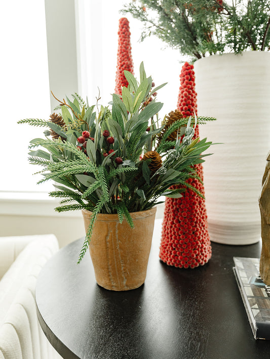Pinecone/Berry/Eucalyptus/Pine in Terra Cotta Pot - 12"