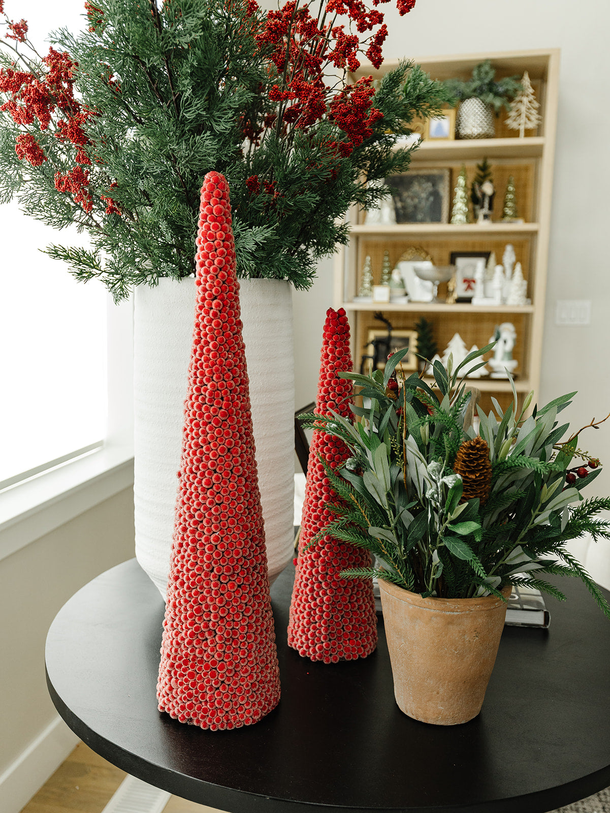 Icy Red Berry Cone Tree - 3 Sizes