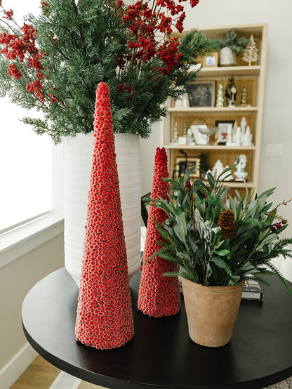 Icy Red Berry Cone Tree - 3 Sizes