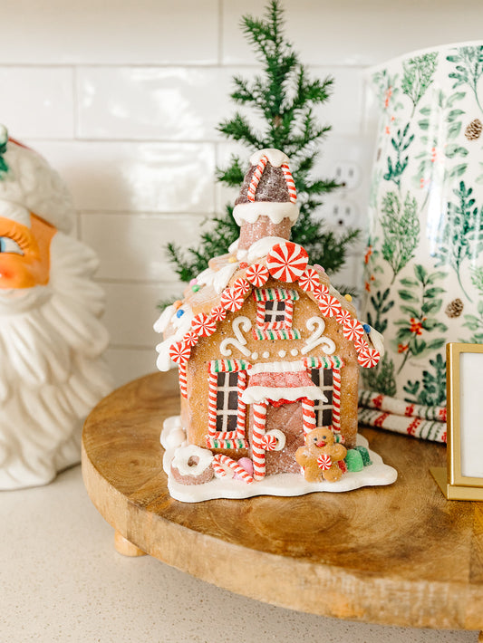 Glittered LED Gingerbread House with Timers - 2 Styles
