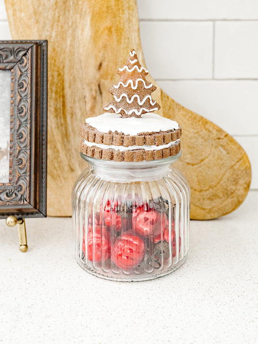 Glittered Gingerbread Topper Canister - 3 Styles