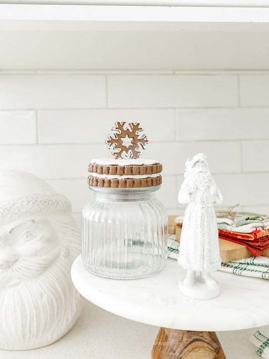 Glittered Gingerbread Topper Canister - 3 Styles