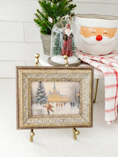 Skating Santa Framed Art - 2 Sizes