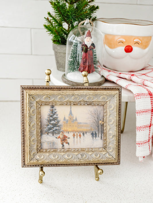 Skating Santa Framed Art - 2 Sizes
