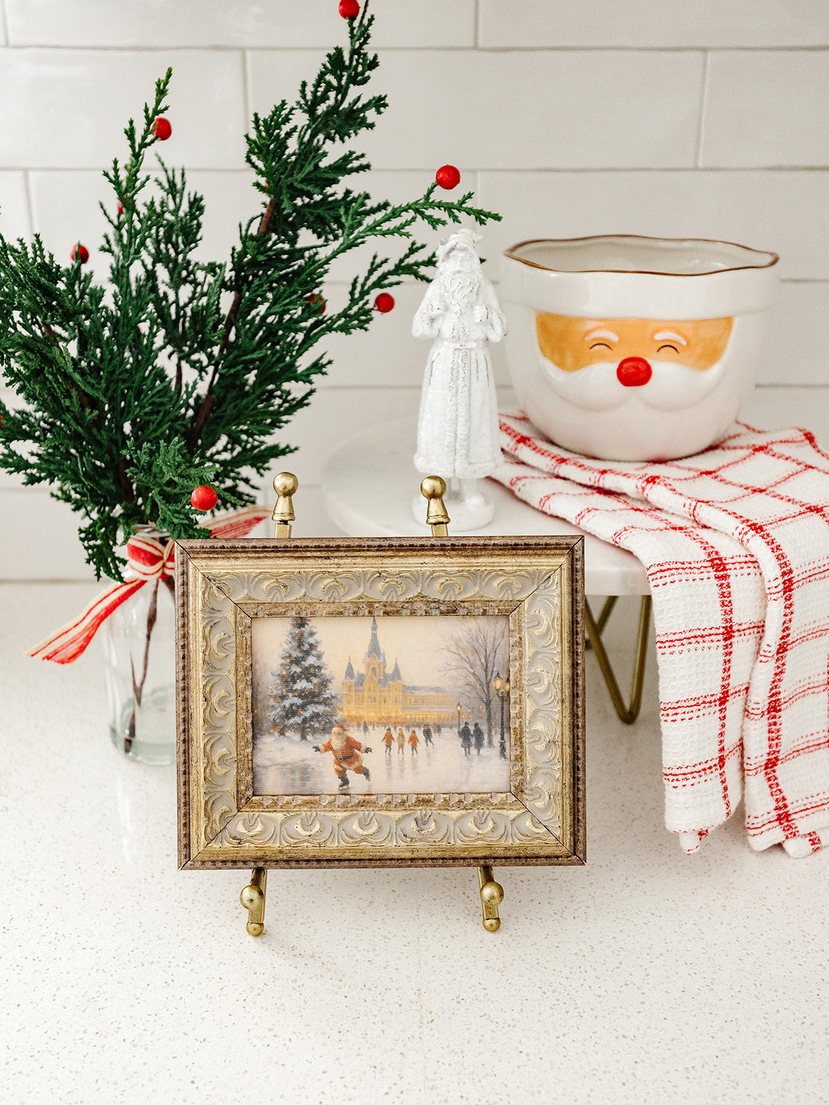 Skating Santa Framed Art - 2 Sizes