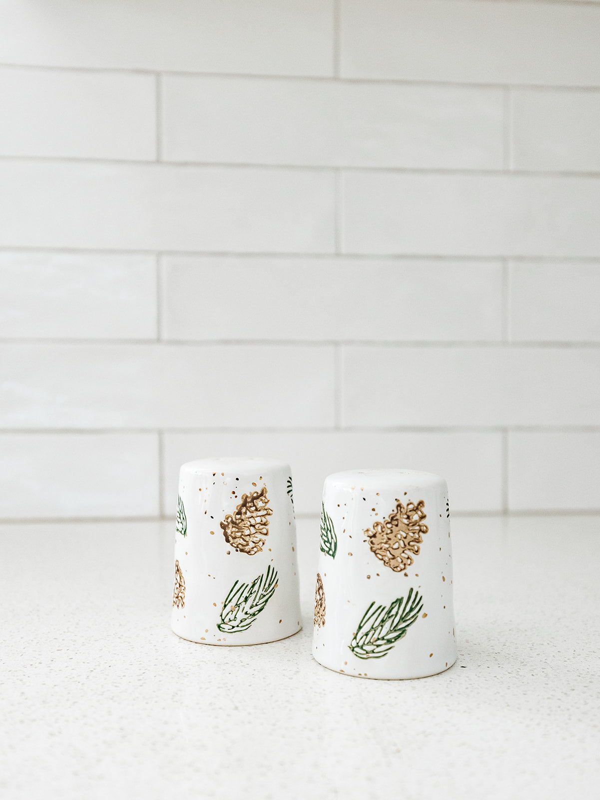 Holly Leaf Salt and Pepper Shakers - Set of 2