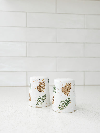 Holly Leaf Salt and Pepper Shakers - Set of 2