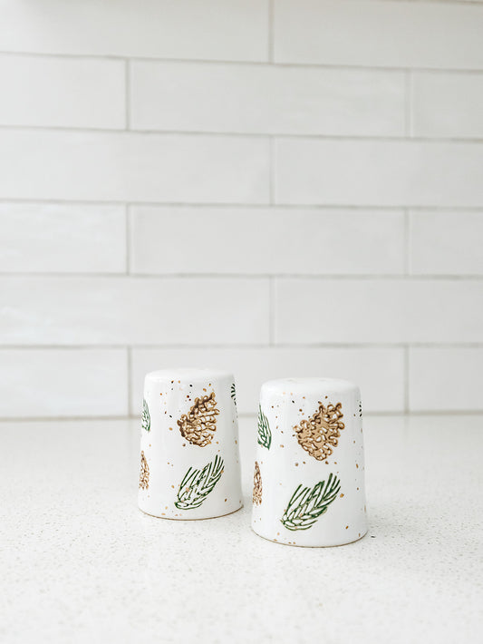 Holly Leaf Salt and Pepper Shakers - Set of 2