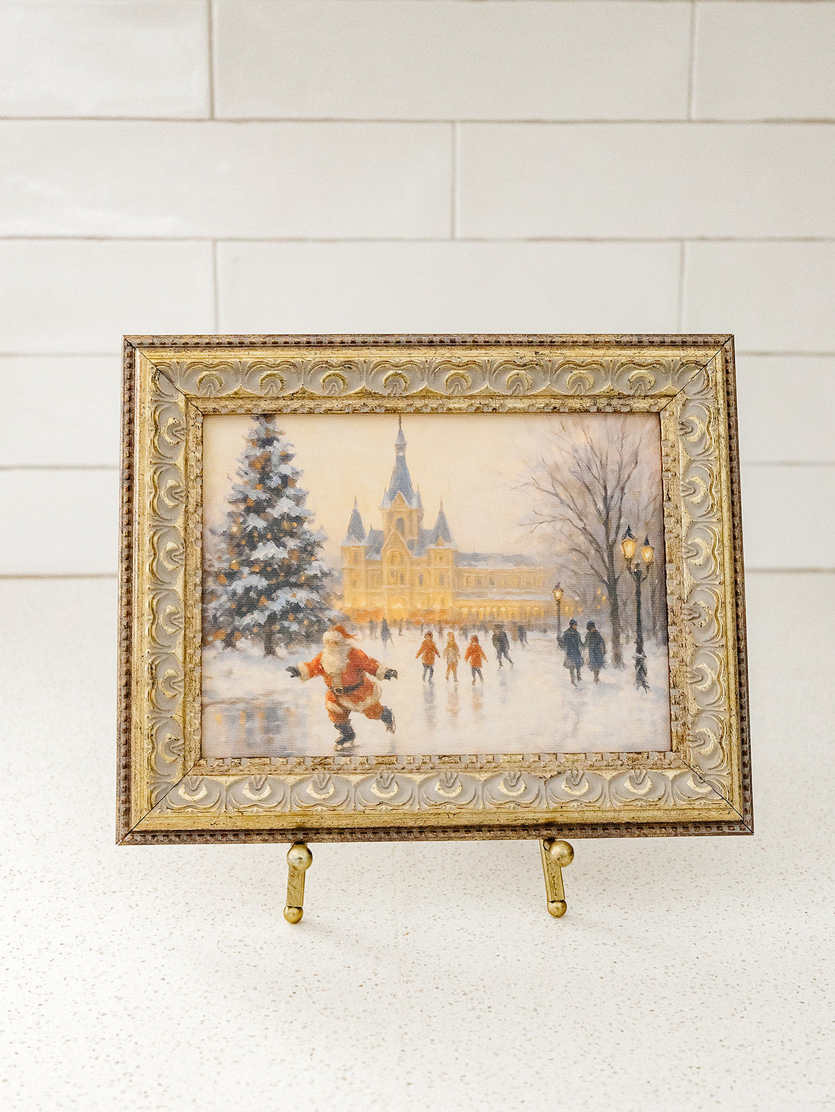 Skating Santa Framed Art - 2 Sizes
