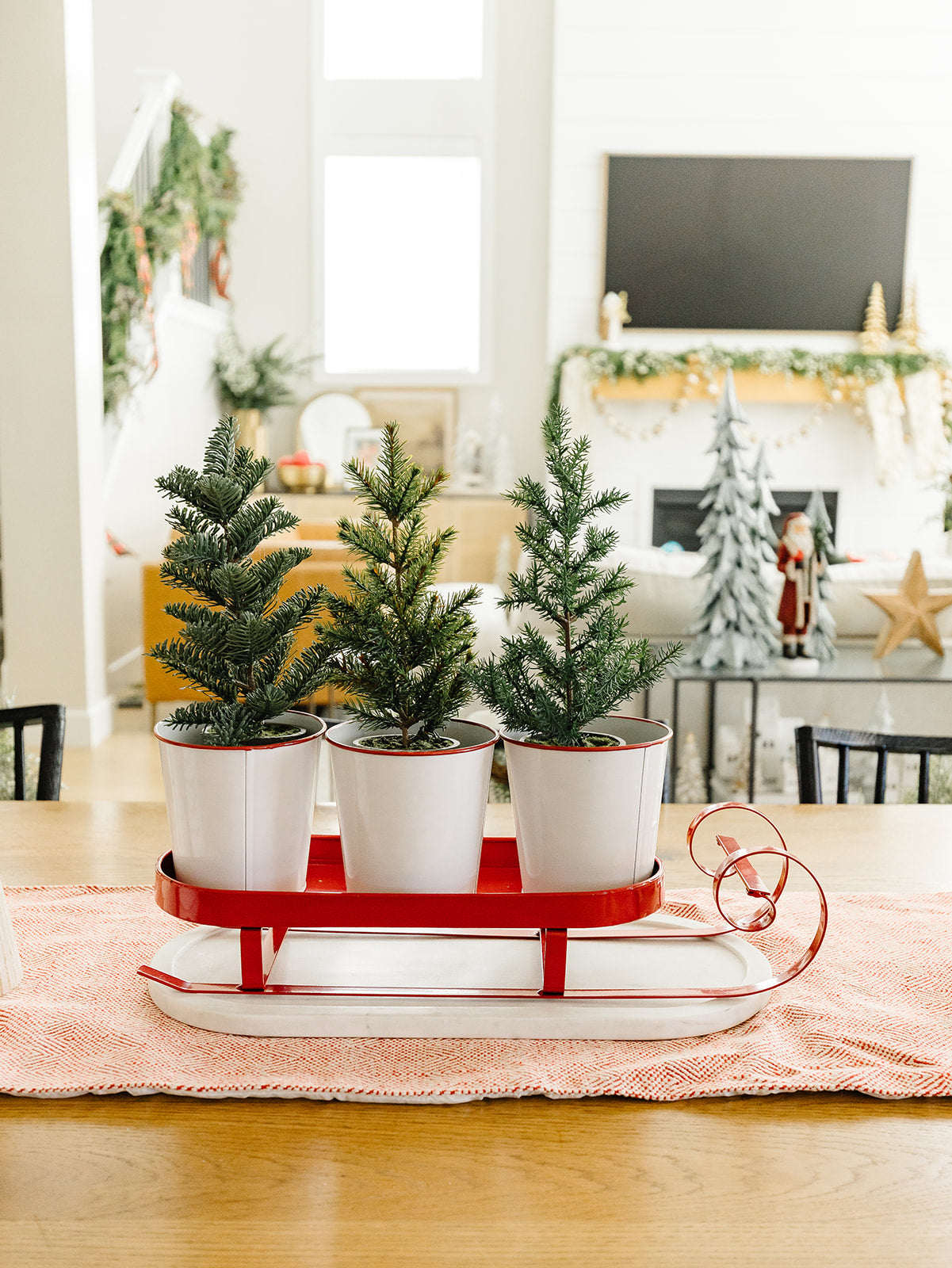 Red Metal Sleigh with Three Containers