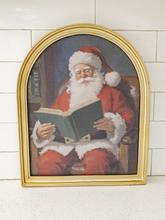 Reading Santa in Arched Frame