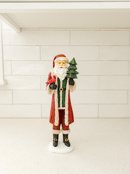 Resin Woodgrain Santa with Cardinal/Tree