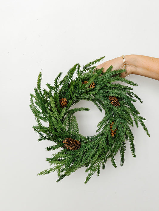 Cypress Wreath with Pine Cones - 12"