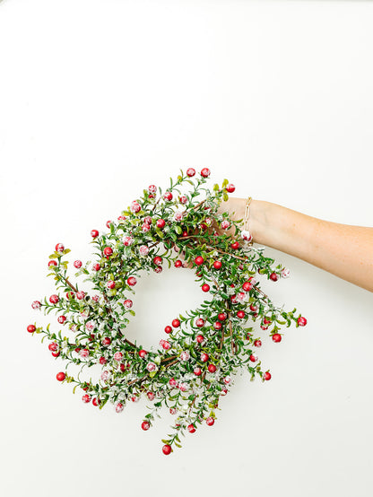 Snowed Red Berry Wreath - 14"