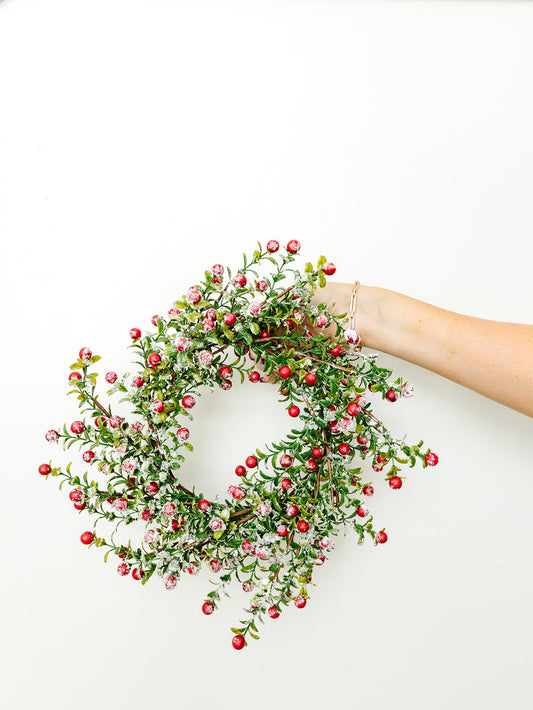 Snowed Red Berry Wreath - 14"