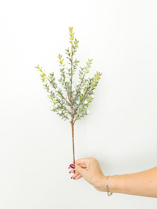 Glittered Snowy Berry Bush - 21" - White