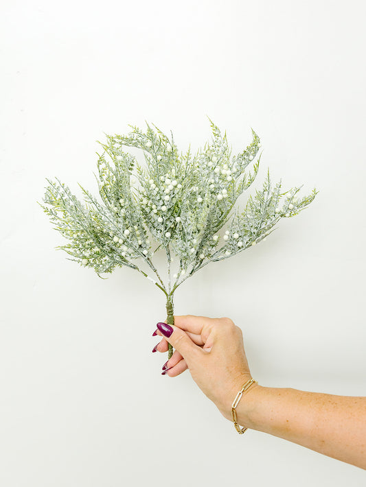 Glittered Snowy Fern - 13”