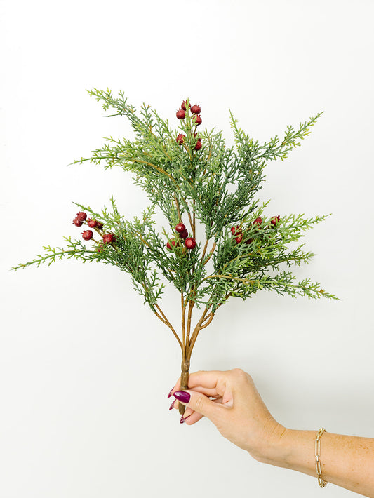 Cedar with Red Berry Spray - 18"