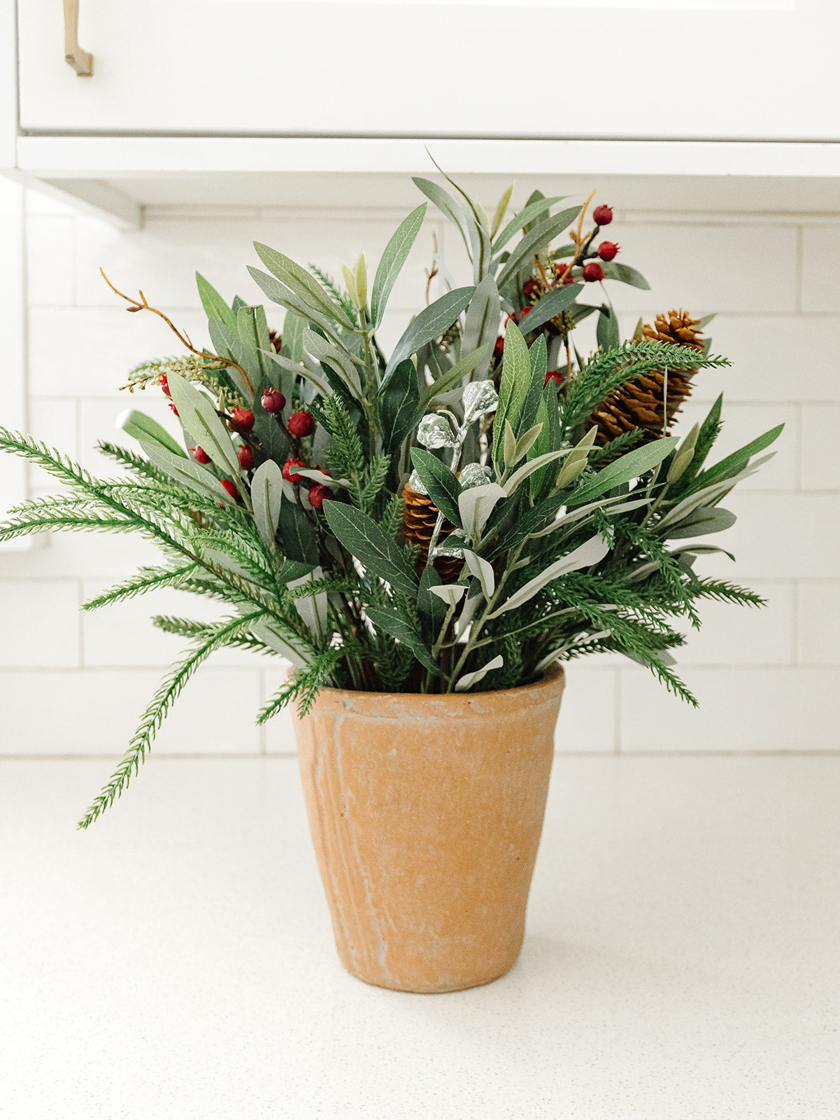 Pinecone/Berry/Eucalyptus/Pine in Terra Cotta Pot - 12"