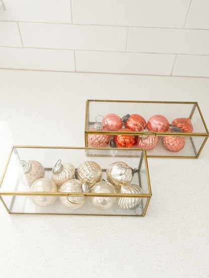 Embossed Mercury Ornaments in Display Box - 2 Colors